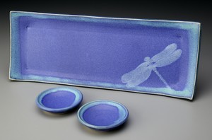 Sushi plate and dipping bowls