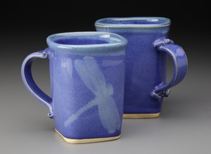 Dragonfly Mugs - Square design is comfortable to hold, easy to drink from.
